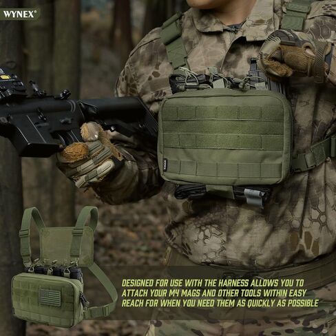 WYNEX Tactical Mag Admin Pouch, Molle Utility Tool Pouch Medical EMT Organizer with Triple Stacker Magazine Holder for M4 M16 Patch Included in Kuwait