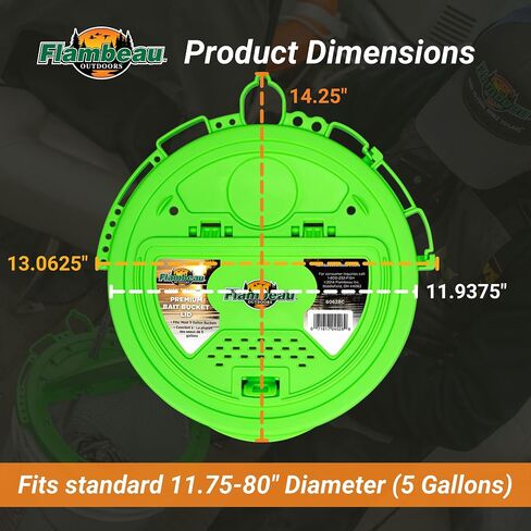 Flambeau Outdoors 6062BC Premium Bait Bucket Lid, Easy-Access Live Bait Storage Accessory, Lime Green in Saudi Arabia