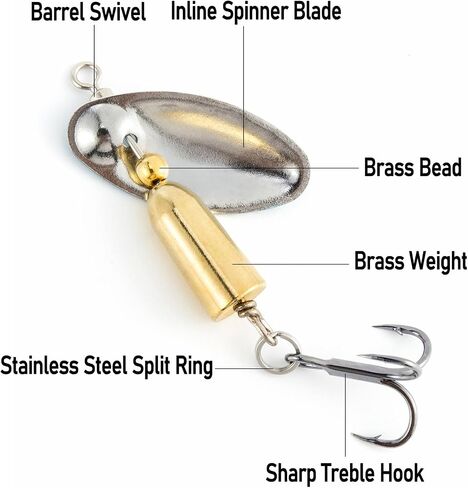 Dr.Fish 10pk Inline Spinner Rooster Feather Tail Freshwater Fishing Lures in Kuwait