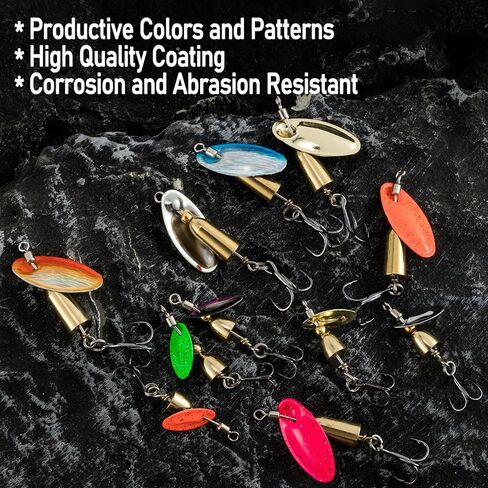 Dr.Fish 10pk Inline Spinner Rooster Feather Tail Freshwater Fishing Lures in Kuwait