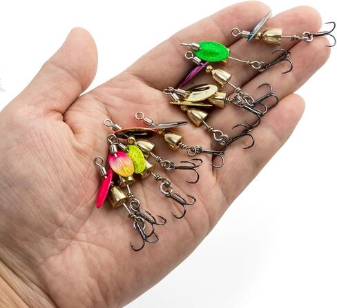 Dr.Fish 10pk Inline Spinner Rooster Feather Tail Freshwater Fishing Lures in Kuwait