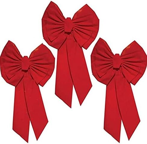 Rocky Mountain Goods Red Christmas Bow Extra Large 35" by 18" - 11 Looped Waterproof Velvet Large Outside Bow - Bow for car, Door, House - Jumbo Red Bow with Attachment for Hanging (1) in Kuwait