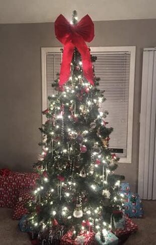 Rocky Mountain Goods Red Christmas Bow Extra Large 35" by 18" - 11 Looped Waterproof Velvet Large Outside Bow - Bow for car, Door, House - Jumbo Red Bow with Attachment for Hanging (1) in Kuwait