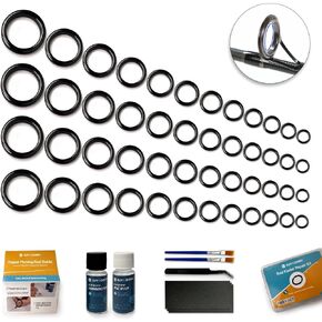 Fishing Rod Repair Kit,Fishing Pole Eyelet Ceramic Insert Eyes Repair with Supplies 26/52 Rings