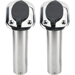 Amarine Made 2Pcs Stainless Steel Fishing Rod Holder Flush Mount with Black PVC Cap and Liner Boat Rod Holder 30 Degrees in Kuwait