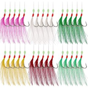 12 عبوة من 12 قطعة / 60 سنانير ماكريل ريش البحر قارب شاطئ رصيف طُعم صنارة صيد طُعم من روديل، 5 مواضع للخطاطيف / حزمة ريش، 6 ألوان in Kuwait