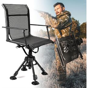 KEMIMOTO 360 Degree Silent Swivel Blind Hunting Chair, Hight Adjustable Quick Folding Portable Comfortable Hunting Fishing Chair