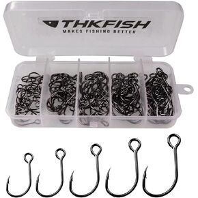 THKFISH 50pcs/100Pcs Box Inline Single Hooks Replacement Fishing Hooks for Lures Baits Inline Circle Hooks Large Eye with Barbed Saltwater Freshwater #2#1 1/0 2/0 3/0 in Saudi Arabia