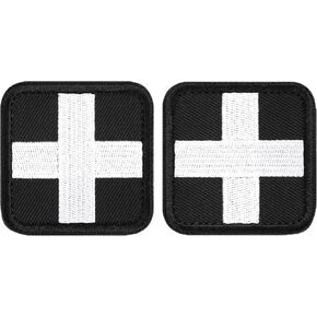 Medic Cross Morale Patch, Medical White Cross First Aid Patch Tactical Hook and Loop EMT Patches 2 Packs for IFAK Plate Carrier Backpacks