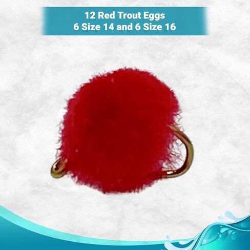Feeder Creek Fly Fishing Trout Flies, Trout/Salmon Eggs, 12 Wet Flies for Bass, Big Trout, Panfish, Available in 2 Size Assortment 14 and 16 (6 of Each Size) and in in Kuwait