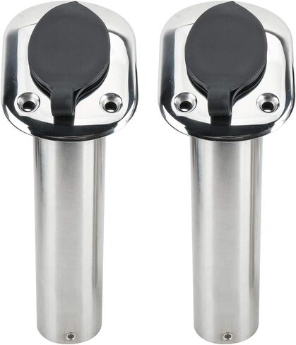 Amarine Made 2Pcs Stainless Steel Fishing Rod Holder Flush Mount with Black PVC Cap and Liner Boat Rod Holder 30 Degrees in Saudi Arabia