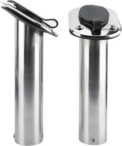 Amarine Made 2Pcs Stainless Steel Fishing Rod Holder Flush Mount with Black PVC Cap and Liner Boat Rod Holder 30 Degrees in Saudi Arabia