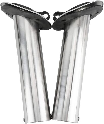 Amarine Made 2Pcs Stainless Steel Fishing Rod Holder Flush Mount with Black PVC Cap and Liner Boat Rod Holder 30 Degrees in Saudi Arabia