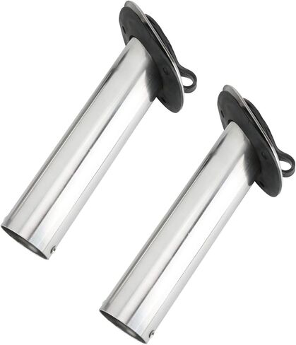 Amarine Made 2Pcs Stainless Steel Fishing Rod Holder Flush Mount with Black PVC Cap and Liner Boat Rod Holder 30 Degrees in Saudi Arabia