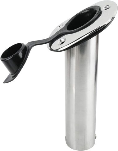 Amarine Made 2Pcs Stainless Steel Fishing Rod Holder Flush Mount with Black PVC Cap and Liner Boat Rod Holder 30 Degrees in Saudi Arabia
