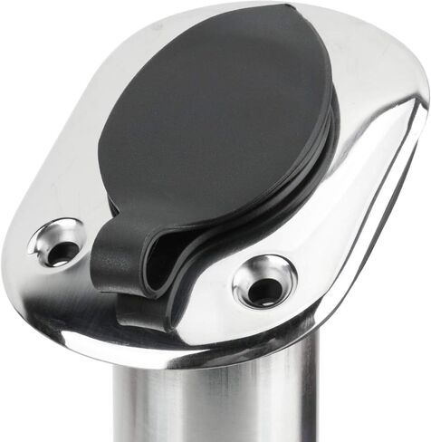 Amarine Made 2Pcs Stainless Steel Fishing Rod Holder Flush Mount with Black PVC Cap and Liner Boat Rod Holder 30 Degrees in Saudi Arabia