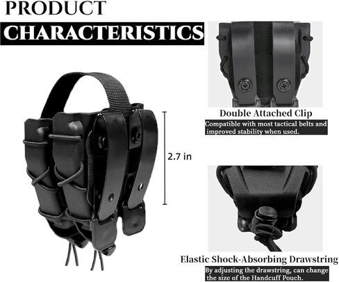 Double Handcuff Holster, Open Top Handcuff Case, Law Enforcement Cuff Pouch for Duty Belt/MOLLE Tactical Vest in Kuwait