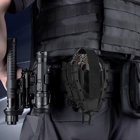 Double Handcuff Holster, Open Top Handcuff Case, Law Enforcement Cuff Pouch for Duty Belt/MOLLE Tactical Vest in Kuwait