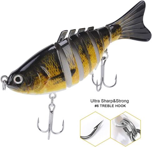 Lifelike Fishing Lures for Bass, Trout, Walleye, Predator Fish - Realistic Multi Jointed Fish Popper Swimbaits - Spinnerbaits Lure Fishing Tackle Kits - Freshwater and Saltwater Crankbaits - 3 Pack in Kuwait