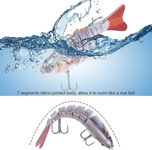 Lifelike Fishing Lures for Bass, Trout, Walleye, Predator Fish - Realistic Multi Jointed Fish Popper Swimbaits - Spinnerbaits Lure Fishing Tackle Kits - Freshwater and Saltwater Crankbaits - 3 Pack in Kuwait