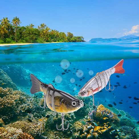 Lifelike Fishing Lures for Bass, Trout, Walleye, Predator Fish - Realistic Multi Jointed Fish Popper Swimbaits - Spinnerbaits Lure Fishing Tackle Kits - Freshwater and Saltwater Crankbaits - 3 Pack in Kuwait