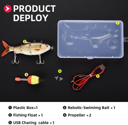 Robotic Swimming Fishing Electric Lures 5.12" USB Rechargeable LED Light Wobbler Multi Jointed Swimbaits Hard Lures Fishing Tackle in Saudi Arabia