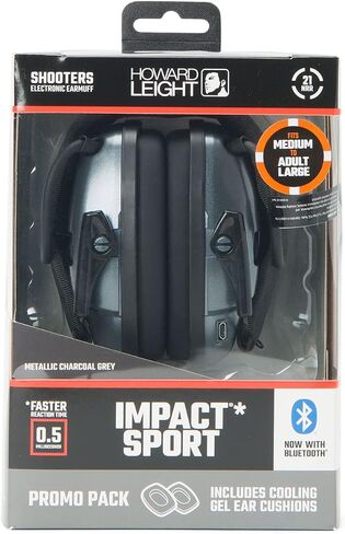 Howard Leight Impact Sport Bluetooth Shooting Earmuff, Black, 21dB Noise Attenuation, Unisex-Youth/Adults in Kuwait