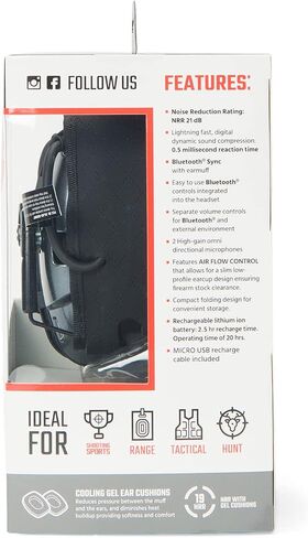Howard Leight Impact Sport Bluetooth Shooting Earmuff, Black, 21dB Noise Attenuation, Unisex-Youth/Adults in Kuwait