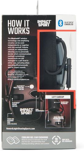 Howard Leight Impact Sport Bluetooth Shooting Earmuff, Black, 21dB Noise Attenuation, Unisex-Youth/Adults in Kuwait