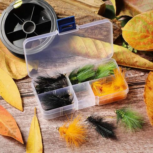 24 قطعة من غاسل البرجر الصوفي ذبابة صيد ذباب نيمف سمك السلمون المرقط الطائر تشكيلة غاسل سمك السلمون المرقط ذبابة مع صندوق الطيران in Kuwait