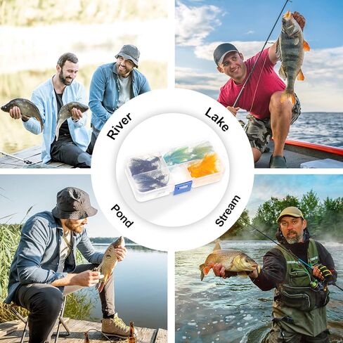 24 قطعة من غاسل البرجر الصوفي ذبابة صيد ذباب نيمف سمك السلمون المرقط الطائر تشكيلة غاسل سمك السلمون المرقط ذبابة مع صندوق الطيران in Kuwait