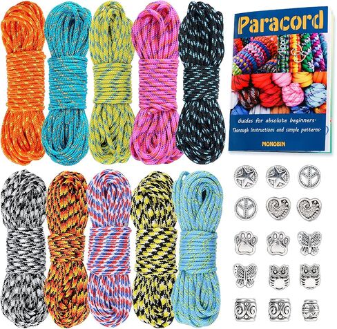 Micro Paracord，2mm 10Colors 20FT Paracord Combo Kit with Paracord Instructions and Charms ​for Making Paracord Bracelets, Lanyards, Jewelry Making in Kuwait