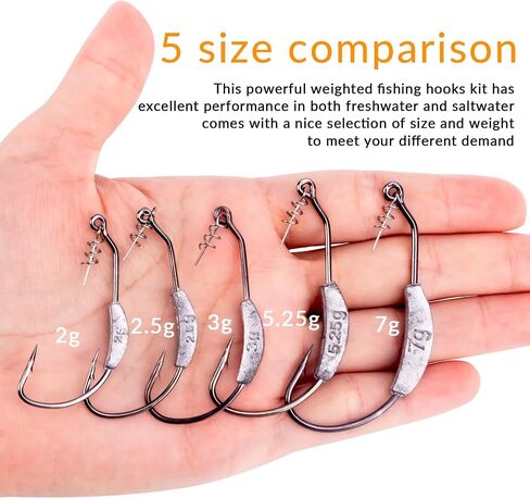 THKFISH Fishing Hooks Twist-Lock Hooks weedless Weighted Hooks Swimbait Hooks for Soft Plastics Weighted Hooks Saltwater Freshwater 19PCS 25PCS 30PCS 60PCS in Kuwait