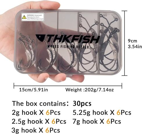 THKFISH Fishing Hooks Twist-Lock Hooks weedless Weighted Hooks Swimbait Hooks for Soft Plastics Weighted Hooks Saltwater Freshwater 19PCS 25PCS 30PCS 60PCS in Kuwait