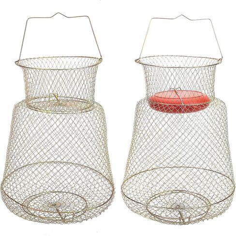 codree Floatable Galvanized Steel Wire Fish Basket, Collapsible Floatable Wire Fishing Basket, Portable Floating Fishing Net Baskets, Robust and Easy to Use in Kuwait