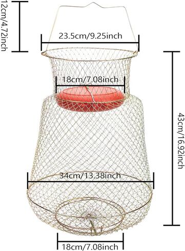 codree Floatable Galvanized Steel Wire Fish Basket, Collapsible Floatable Wire Fishing Basket, Portable Floating Fishing Net Baskets, Robust and Easy to Use in Kuwait