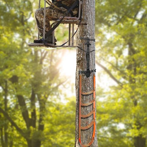 سلم مساعد للتسلق للصيد لعصا التسلق، سلم منسوج للصيد بخمس خطوات سهل الاستخدام وخفيف الوزن لسلامة الصيد والتسلق في الهواء الطلق (برتقالي) in Kuwait