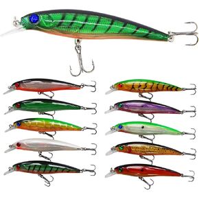 Fishing Lures Hard Bait Minnow Swimbait Crankbait Jerkbait Popper Topwater Lures with Treble Hooks 3D Eyes Freshwater Saltwater Fishing Lures for Bass Trout Walleye Pike Catfish in Kuwait