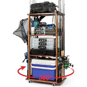 حوامل صنارة صيد السمك من Ghosthorn للجراج تحمل ما يصل إلى 10 قضبان خشبية وقضيب قضيب رف أدوات تخزين ومعدات صيد السمك هدايا للرجال والنساء in Kuwait