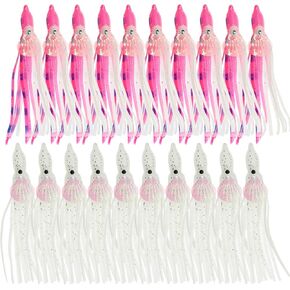 Zsrivk Squid Fishing Lures Large Simulation Luminous Artificial Lures Baits with 3D Holographic Eyes & Treble Hook, Built in Lead Blocks, Lifelike Plastic Fishing Soft Lures for Saltwater Fishing in Kuwait