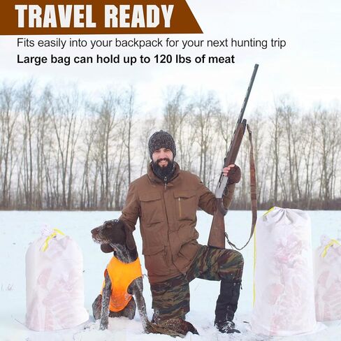 أكياس ألعاب إلك قابلة لإعادة الاستخدام لصيد اللحوم، 5 أكياس ألعاب اللحوم، أكياس ربع ملفوفة شديدة التحمل، أكياس ألعاب كبيرة للأيائل والكاريبو والغزلان، 20 * 35 بوصة × 5 in Kuwait
