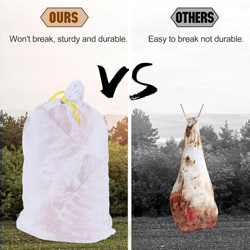 أكياس ألعاب إلك قابلة لإعادة الاستخدام لصيد اللحوم، 5 أكياس ألعاب اللحوم، أكياس ربع ملفوفة شديدة التحمل، أكياس ألعاب كبيرة للأيائل والكاريبو والغزلان، 20 * 35 بوصة × 5 in Kuwait