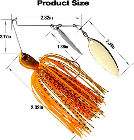 Goture Bass Fishing Lures Spinner Baits Kit, Hard Metal Top Brand Hooks Spinner Baits 5/10/15 Pcs Swimbait Jig Lure Willow Blades, Freshwater Saltwater Spinner Baits for Bass Trout Fishing 1/2Oz 3/8Oz in Saudi Arabia
