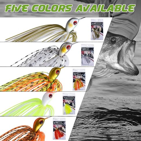 Goture Bass Fishing Lures Spinner Baits Kit, Hard Metal Top Brand Hooks Spinner Baits 5/10/15 Pcs Swimbait Jig Lure Willow Blades, Freshwater Saltwater Spinner Baits for Bass Trout Fishing 1/2Oz 3/8Oz in Saudi Arabia