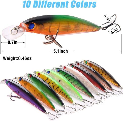 Fishing Lures Hard Bait Minnow Swimbait Crankbait Jerkbait Popper Topwater Lures with Treble Hooks 3D Eyes Freshwater Saltwater Fishing Lures for Bass Trout Walleye Pike Catfish in Kuwait
