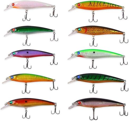 Fishing Lures Hard Bait Minnow Swimbait Crankbait Jerkbait Popper Topwater Lures with Treble Hooks 3D Eyes Freshwater Saltwater Fishing Lures for Bass Trout Walleye Pike Catfish in Kuwait