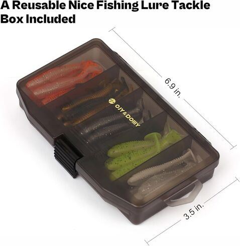 Paddle Tail Swimbait, 40 PCs Ribbed 3 Inch Soft Plastic Fishing Lure Baits for Bass Fishing with Tackle Box Included in Kuwait