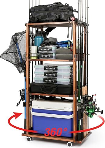 حوامل صنارة صيد السمك من Ghosthorn للجراج تحمل ما يصل إلى 10 قضبان خشبية وقضيب قضيب رف أدوات تخزين ومعدات صيد السمك هدايا للرجال والنساء in Kuwait