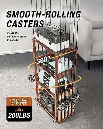 حوامل صنارة صيد السمك من Ghosthorn للجراج تحمل ما يصل إلى 10 قضبان خشبية وقضيب قضيب رف أدوات تخزين ومعدات صيد السمك هدايا للرجال والنساء in Kuwait