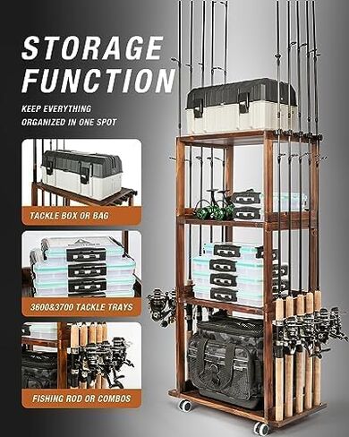 حوامل صنارة صيد السمك من Ghosthorn للجراج تحمل ما يصل إلى 10 قضبان خشبية وقضيب قضيب رف أدوات تخزين ومعدات صيد السمك هدايا للرجال والنساء in Kuwait